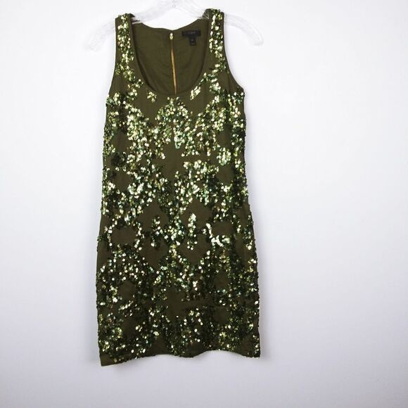 J.crew green sequin iridescent dress size 00 - Picture 4 of 8